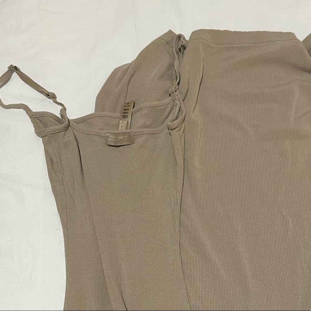 skims long slip dress size xxs color taupe